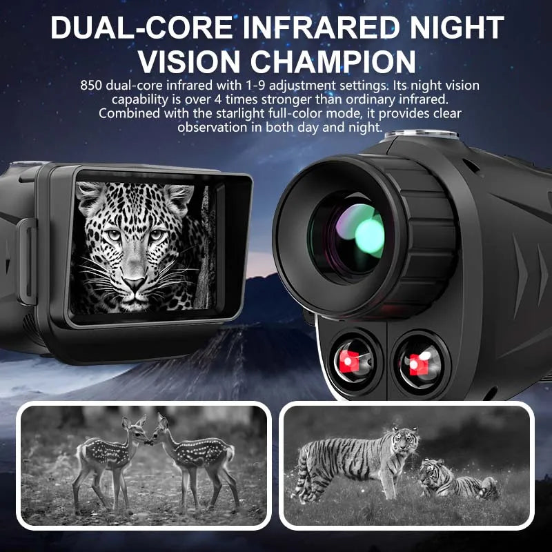 Monóculo de Visión Nocturna 4K 18X — Infrarrojo 900M Pantalla 2.8"